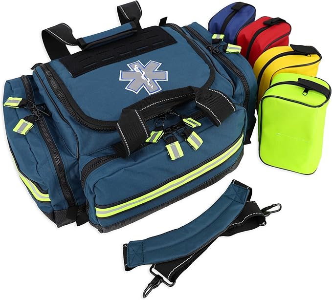 Lightning X Stocked X-Large Modular EMT Medic Trauma Bag w/Emergency Medical Fill Kit Supplies - BLUE