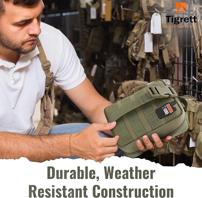 Ham Radio Go Bag in Green Color with Tear-Away Hook and Loop Back - Molle Compatible, Multi-Pocket Design for Radios, Cables, and Gear. Radio Bug Out Bag works as a Survival Radio Kit