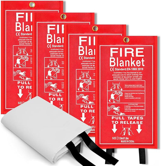 FJNATINH Fire Blankets Emergency for Home - 1 Pack 40' x 40' Fiberglass Blanket for Kitchen and Home (4)