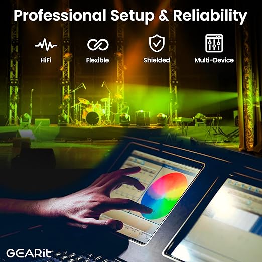 GearIT DMX Stage Lighting Cable (50 Feet, 2-Pack) - DMX Male to Female (XLR Compatible) 3-Pin Balanced Shielded for DJ LED Moving Head Par Light, Mic Mixer, Recording Studio, Podcast - 50ft