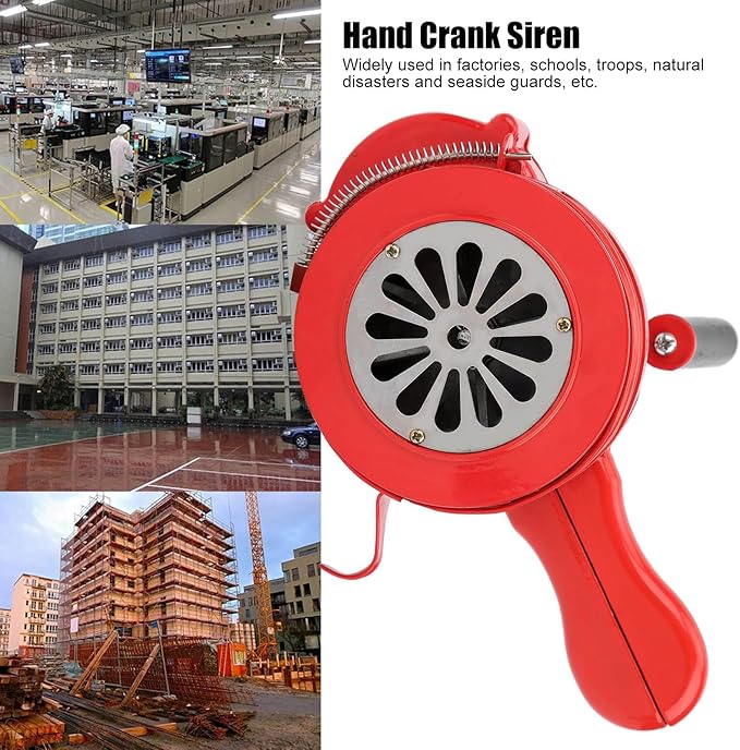 Hand Crank Siren, 120DB Loud Manual Operated Metal Alarm with Portable Hand Held Design, for Factories Schools Troops Emergency Safety