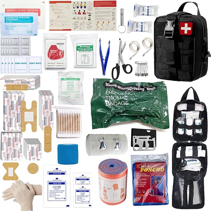 Universal IFAK Trauma First Aid Kit Molle Pouches Emergency Survival Kit Suitable for Home, car, Travel, Camping, Hiking, Sports, Outdoor Emergencies-Quick Response First Aid Essentials (Black)
