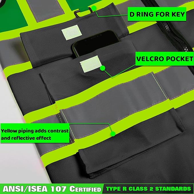 BeautyWill 10 Pack Custom Logo Safety Vest ANSI Class 2 High Visibility Reflective Vest Personalized Construction Vest Bulk