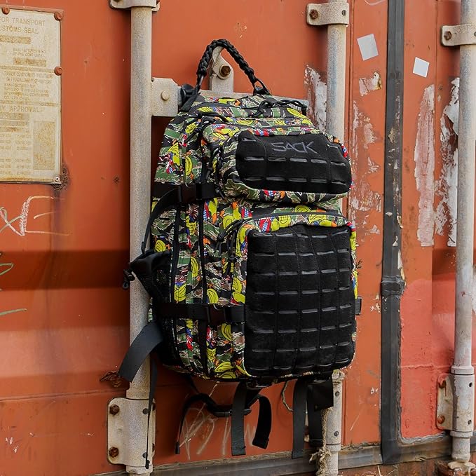 Combat Iron 35L Military Tactical Backpack for Men & Women, Molle Daypack Bug Out Bag, Hiking, Camping, Travel Rucksack with Bottle Holder, Tactiduck Tiger Stripe Camo