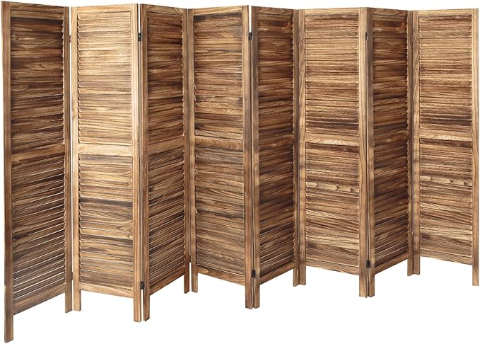 ECOMEX 8 Panel Wood Room Divider 5.6ft.Tall Folding Privacy Screen Panels, Panel Reinforced Room Divider Wall, Divider for Room Separation, Partition Room dividers (Dark Brown)