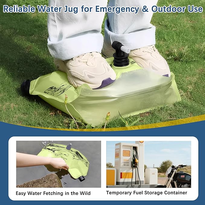 Water Jug Camping 2.1 Gallon Collapsible with Spigot, BPA Free Portable Water Pouch Foldable Water Bags for Outdoor Hiking, Travel and Emergency & Water Storage Containers (Green-2Pcs)