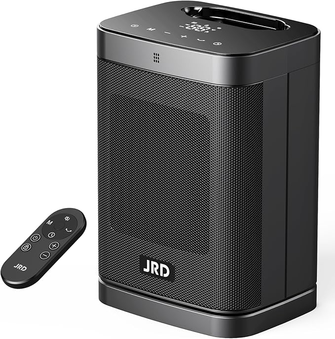 1500W PTC Space Heater Indoor with 80°Oscillation, Thermostat, 12h Timer, Fast Heat, Eco Mode, Remote, Small Quiet Safe Room Electric Heater, Portable Desk Heat for Office Bedroom Home