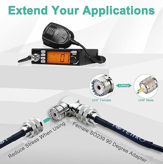 Upgraded SO239 90 Degree Adapter 2-Pack, SO-239 Right Angle Adapter UHF Female Coax Cable Connector SO239 PL259 Elbow Copper