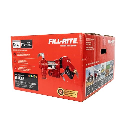 Fill-Rite FR610HA 115V 15 GPM Fuel Transfer Pump w/Discharge Hose & Automatic Nozzle (Red) | Gasoline, Diesel, Kerosene, Ethanol & Methanol Blends & Biodiesel