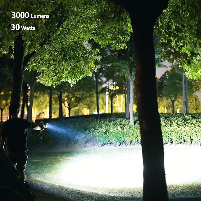 GOODSMANN Rechargeable Handheld Spotlight LED Boat Waterproof Spot Light Searchlight up to 3000 Lumen Portable Marine Flashlight with USB Adapter Car Charger Dust Bag for Hunting Camping Exploring