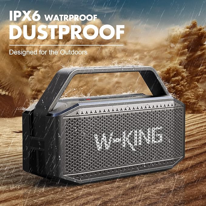 W-KING Portable Loud Bluetooth Speaker, 100W Max Waterproof Outdoor Speakers Bluetooth Wireless, IPX6 Party Big Large Speaker Boombox 2 Subwoofer-60W Exlarge Deep Bass Radiator/2 Pairing/40H/TF/AUX/EQ