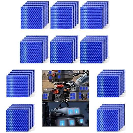 Non Fading Blue Reflective Stickers 4 inch X 4 inch, Outdoor Waterproof High Visibility Warning Safety Adhesive Reflector Tape (100 Pcs)