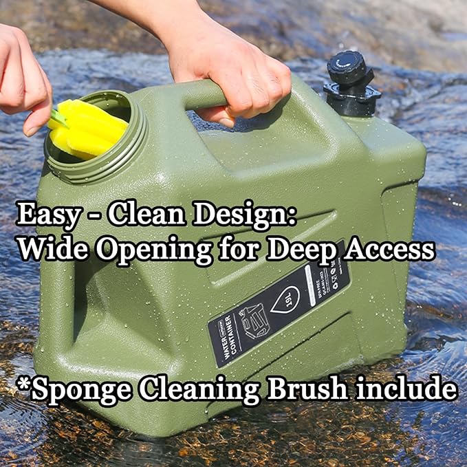 5 gallon Camping Water Container with Spigot, Portable BPA-Free Water Jug for Camping Hiking Emergency Stroage (Army Green, 5, Gallons)
