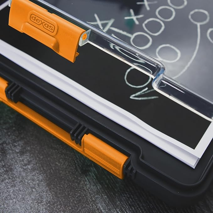 Dexas Clearview Clipcase Dry Erase clipboard, 13.75 x 9.5 Inch, Orange.See Papers Clearly Outdoors,Stay Organized & Dry Ideal for Coaching,Teaching,homeschooling,Art, Trades& Medical pros(Pack of 6)