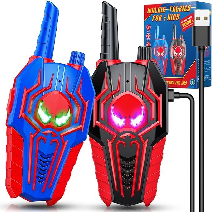 Rechargeable Walkie Talkies for Kids : Toys Gifts for 3 4 5 6 7 8 9 Year Old Boys Girls Ages 5-7 Kids Walkie Talkies 2 Pack Outdoor 2 Way Radio Toy for 3-12 Year Old Boy Birthday Gift Age 3-6