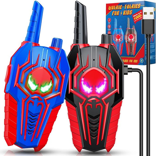 Rechargeable Walkie Talkies for Kids : Toys Gifts for 3 4 5 6 7 8 9 Year Old Boys Girls Ages 5-7 Kids Walkie Talkies 2 Pack Outdoor 2 Way Radio Toy for 3-12 Year Old Boy Birthday Gift Age 3-6