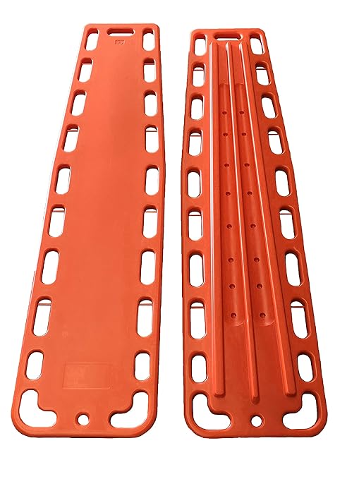 LINE2design Spinal Immobilization Medical Backboard with Speed Clip Pins – Portable and Lightweight Transport Unit Safety CPR Board - Orange