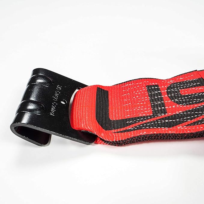 US Cargo Control 4 Inch Winch Strap with Large Flat Hook, 27 Feet Long, Heavy Duty Trailer Winch Strap for Safe Cargo Securement, Large Flat Hook End Fitting for Easy Fastening, Red, 4-Pack