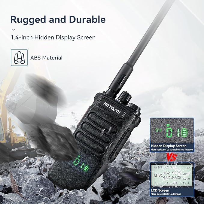 Retevis RT86 Professional Walkie Talkies for Work with Shoulder Mic and Long Antenna,High Power Two Way Radios Long Range with 6 Way Charger,2600mAh,Commercial 2 Way Radio for Construction(6 Pack)