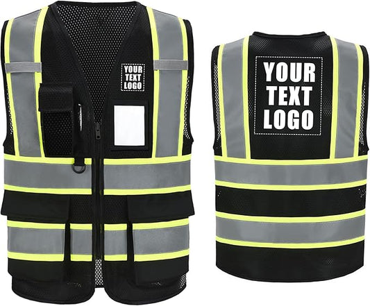 A-SAFETY Mesh High Vis Vest Lightweight Reflective Construction Vest with Pockets Safety Vest for Men/Women