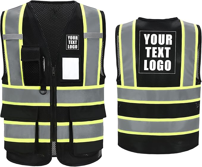 A-SAFETY Mesh High Vis Vest Lightweight Reflective Construction Vest with Pockets Safety Vest for Men/Women