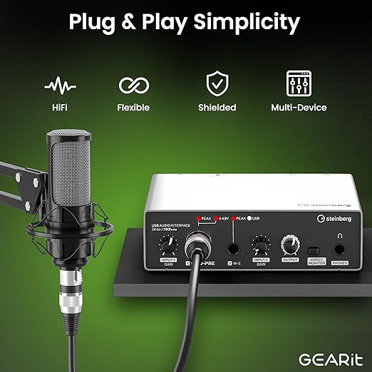 GEARit XLR Male to Female Microphone Cable (3 Feet, 2-Pack) 3-Pin Balanced Shielded Mixer, Recording Studio, Podcast - Black