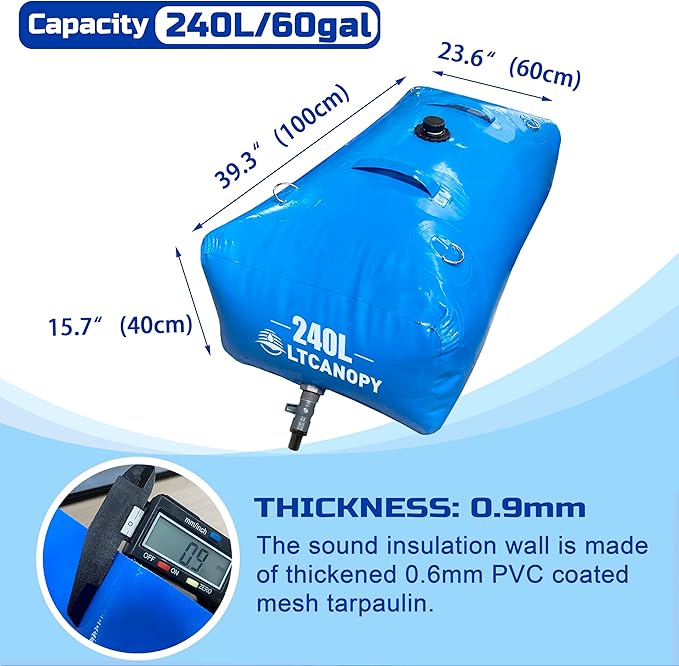 240L/60gal Foldable Water Bladder Tanks - Large-Capacity Collapsible Soft Drought-Resistant Water Bag for Fire-Fighting & Agricultural Use