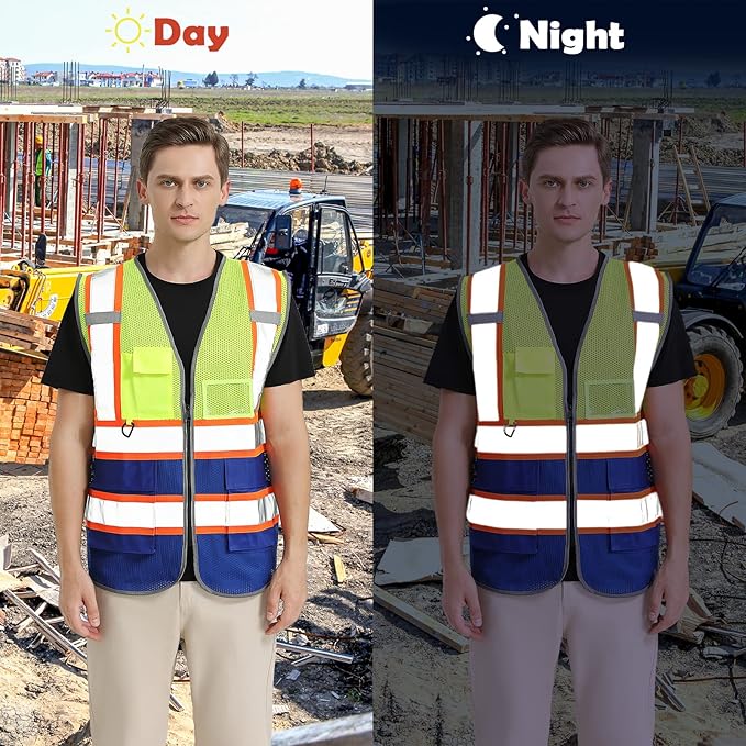BeautyWill Custom Logo Safety Vest Class 2 High Visibility Reflective Vest for Men - Personalized Logo Team Vest