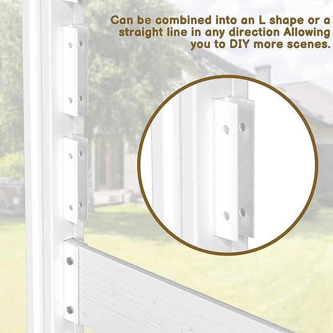 MUPATER 60"×78" No-Dig Privacy Screen, Sturdy Outdoor Screen for Hard Ground & Soil, Flexible Installation, Sturdy Aluminum Column, Decorative Fence Panel, Air Conditioner Shield, White (2 Panels)