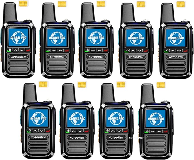 Global Lifetime Free Rapid Walkie Talkies Unlimited Range 4G LTE PoC(Push-to-Talk Over Cellular) Radios Nationwide PTT Two Way Radios Long Distance for Family, Logistics, Company (6 to 10PCS, 9)