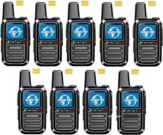 Global Lifetime Free Rapid Walkie Talkies Unlimited Range 4G LTE PoC(Push-to-Talk Over Cellular) Radios Nationwide PTT Two Way Radios Long Distance for Family, Logistics, Company (6 to 10PCS, 9)