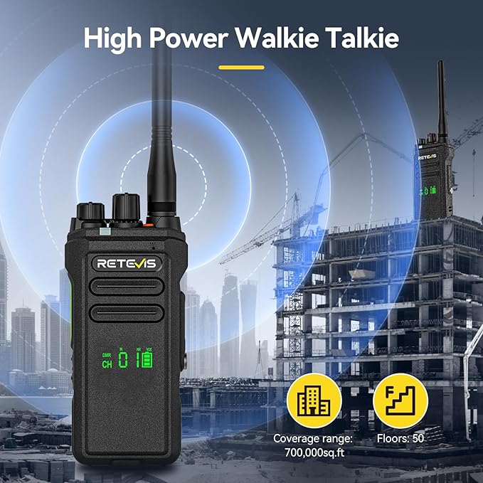 Retevis NR30D DMR 2 Way Radio Handheld,Professional Two Way Radios Long Range,Noise Canceling,IP67 Waterproof,Compatible with Motorola CP100D Digital Walkie Talkies,for Manufacturing Logistics(4 Pack)