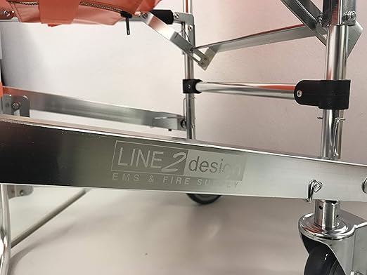 LINE2design-USA-EMS Mobility Chair - Ambulance Firefighter Medical Foldable Aluminum Manual Chair + 3 Adjustable Straps with Quick Release Buckles - Orange
