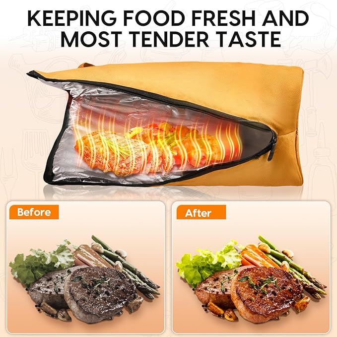 BBQ Blanket for Resting Meat, 21in Smoker Insulated Brisket Bag with Wide Mouth Fits Large Brisket, Beef, Pork Shoulders, Turkeys - Gifts for Men, Dad, BBQ Lovers, Stocking Stuffers