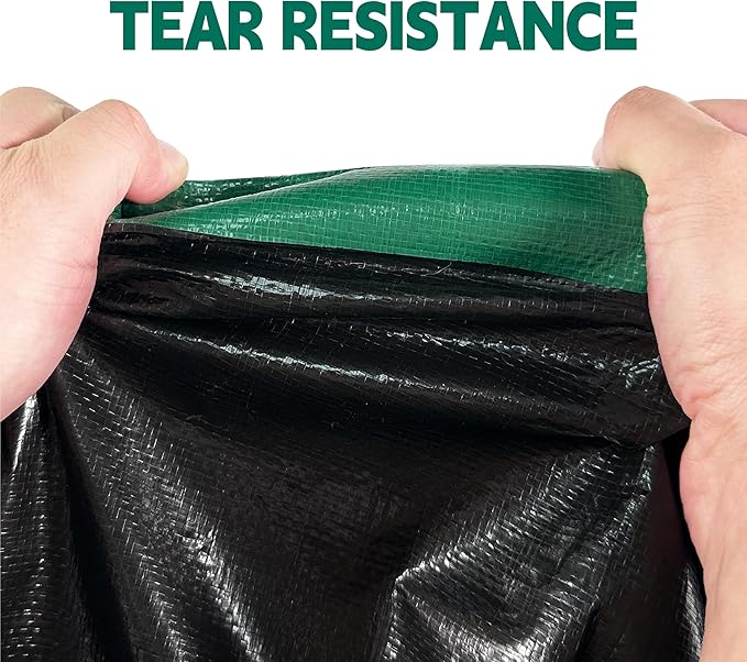 Tarp 15x30 ft Heavy Duty 100% Waterproof 10mil,UV Resistant,Durable Grommets and Reinforced Edges Green/Black Tarp for Camping, Swimming Pools,Car Coverage -by MVPNET