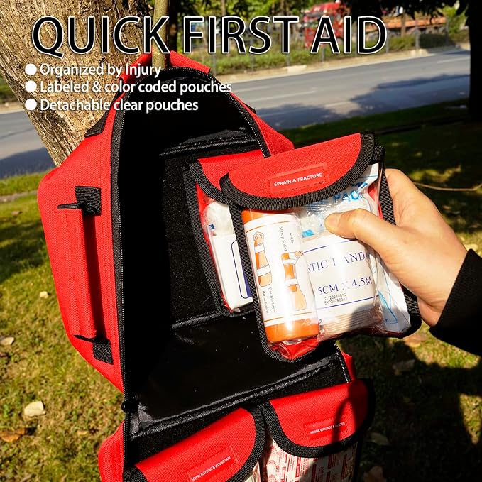 Premium 418-Piece First Aid Kit for Home, Travel, Camping, Hiking & Outdoor Emergencies, Tear-Resistant Survival Kits for Business, Vehicle & School, Multi-Use Emergency Medical Supplies