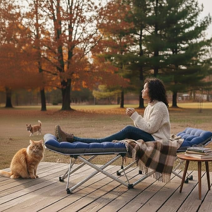ABORON Camping Cot for Adult 28" Extra Wide, Heavy-Duty 1200D Oxford Cot for Sleeping, Portable Folding Camp Bed with Mat & Carry Bag