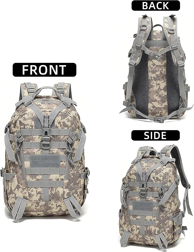 aiGear 25L Waterproof Tactical Backpack - Military Molle Assault Backpack for Men, 3-Day Combat Backpack with Water Bottle Holder(25L ACU)