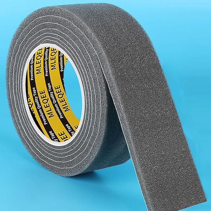 Single-Sided Adhesive Foam Tape Low-Density, Super Soft Easy Adjust Sealing Strip for Window Door Air Gap, Sponge Draft Blocker and Sound Reducer, 1.96in x 6.6FT Grey