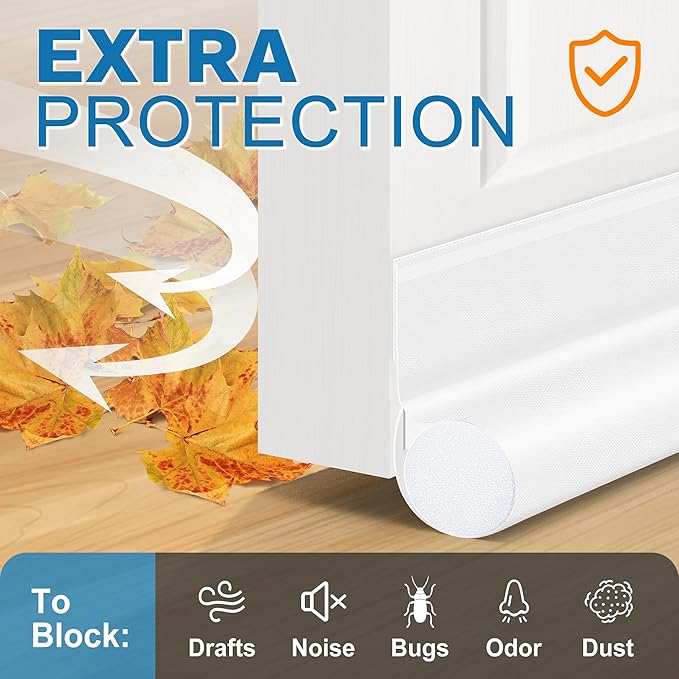 MAXTID Under Door Draft Stoppers 36 Inch Door Draft Blocker Draft Stoppers for Bottom of Doors Seal Gap, Door Seal Strips Sweeps, White