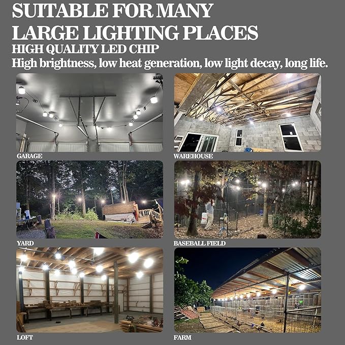 NS Heavy-Duty Linkable LED Work Light: 8700LM (500W Equivalent) w/ 13ft Cord & Outlet, US Plug - Indoor/Outdoor Use, Link Up to 24 Lights
