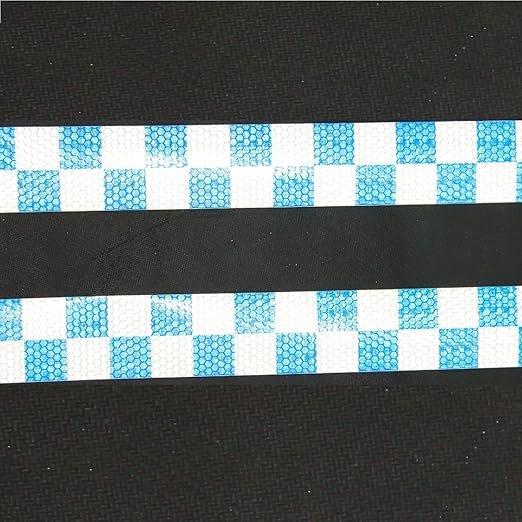 Reflective Tape Blue and White 2 inch X 166 feet, Outdoor Waterproof Hazard Conspicuity Warning Industrial Marking Tape