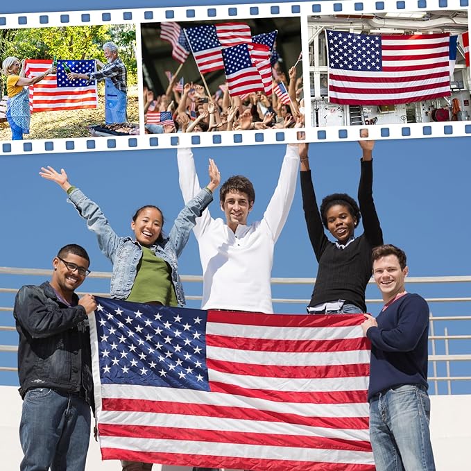 American Flag 3x5 FT Outdoor, Heavy Duty High Wind US Flag, Embroidered Stars, Sewn Stripes, Brass Grommets, Indestructible Tough USA Flags Suitable for Outside