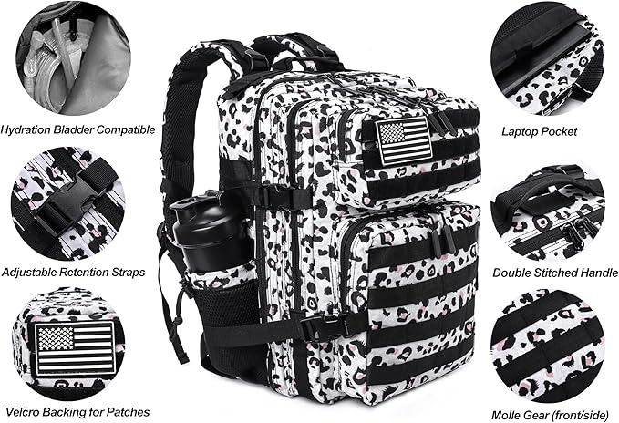 LHI Tactical Military Backpack for Men and Women 25L/35L Army Assault Pack Bag Small Rucksack with Bottle Holder