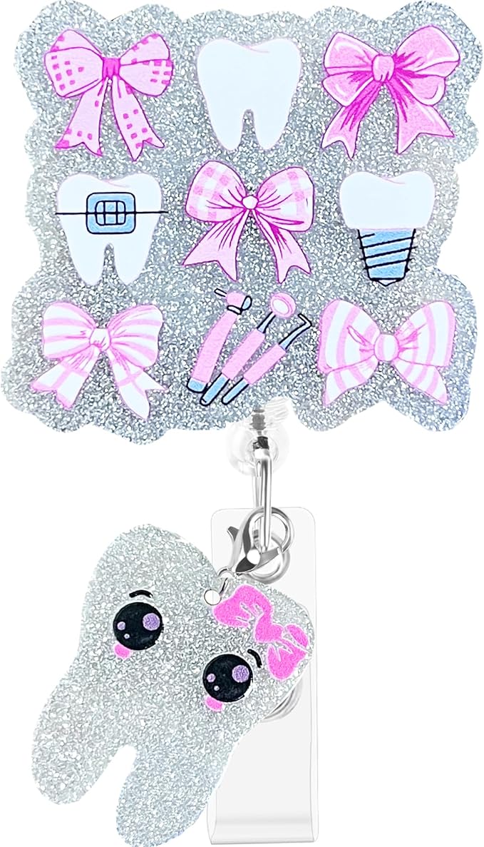 Dental Nurse Badge Reel with Alligator Clip Funny ID Badge Holders Cute RN LPN CNA MA PCT Badge Buddy Nursing Medical Students Nurse Accessories for Work