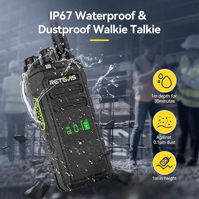 Retevis NR30D DMR 2 Way Radio Handheld,Professional Two Way Radios Long Range,Noise Canceling,IP67 Waterproof,Compatible with Motorola CP100D Digital Walkie Talkies,for Manufacturing Logistics(4 Pack)
