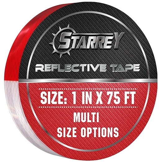 Reflective Tape Outdoor Red White 1 in X 75 FT Waterproof Self Adhesive DOT-C2 Trailer Safety Caution Reflector Dot Tape for Trucks Cars