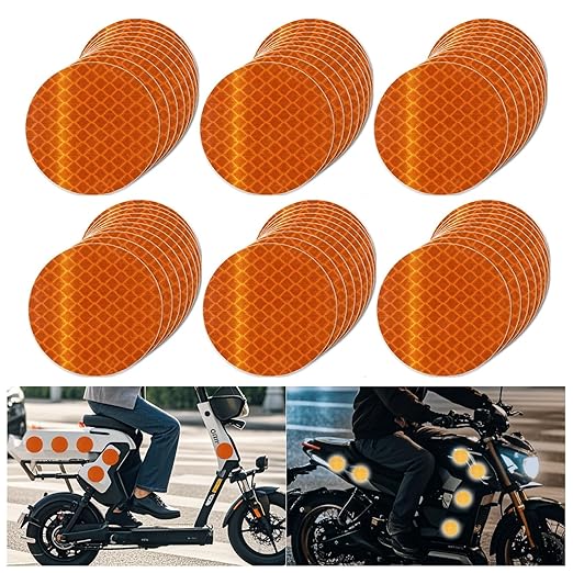 Orange Reflective Stickers 2-inch Diameter Round Reflector, Outdoor Waterproof High Visibility Warning Adhesive Tape (60 Pcs)