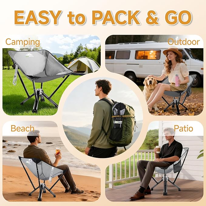 Camping Chair for Outdoor Use — Stable Folding Design, Reliable Support, Anti-Slip Feet, Portable Chair for Camping, Fishing & Beach