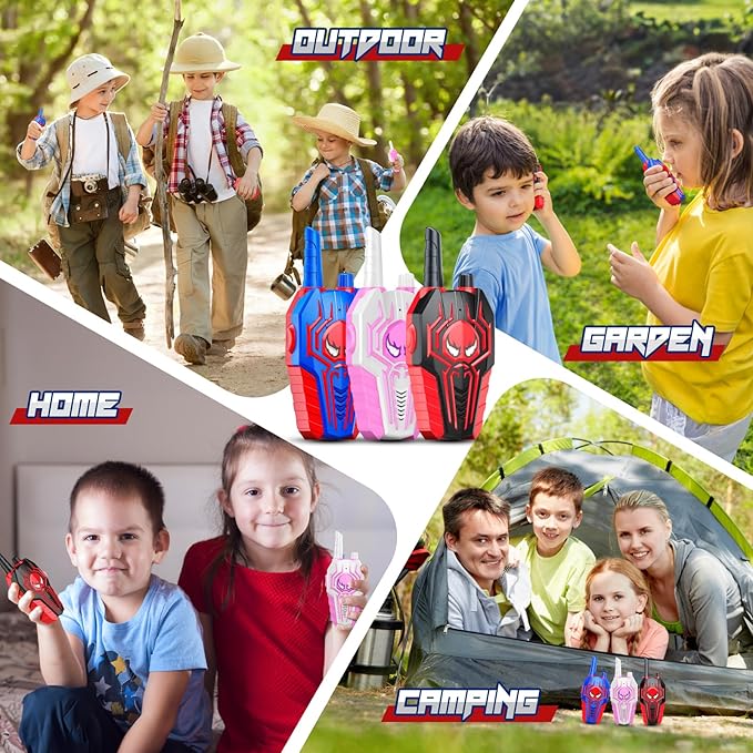 Rechargeable Walkie Talkies for Kids: 3 Pack Kids Walkie-Talkies Toys for 3 4 5 6 7 8 9 Year Old Boys Gifts Family Camping Toy for Boy Kid Age 3-5 5-7 7-9, 2 Way Radio Boy Gift